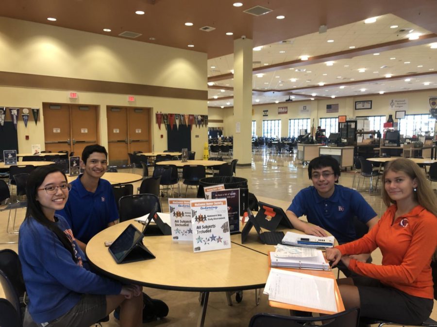 Bishop Gorman National Honor Society students at NHS tutoring in Commons.