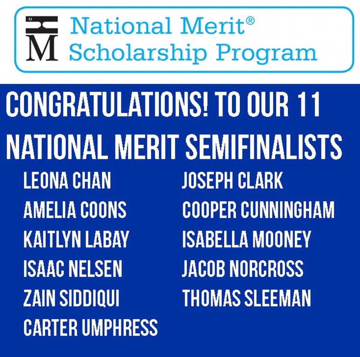 Semifinalists compete for $2500 National Merit Scholarship