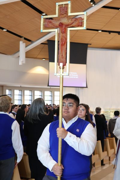 Students exiting Ash Wednesday mass. 