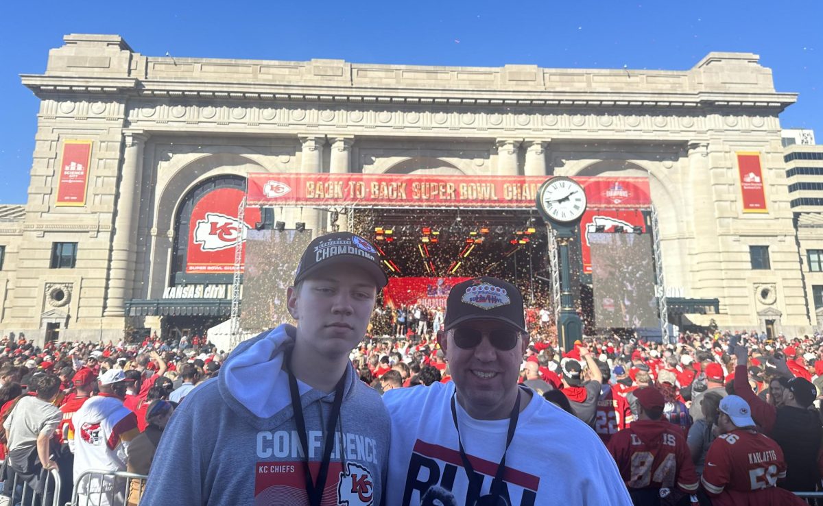 Ben Vaskov 24 and his father at the Kansas City Chiefs parade before the shooting started.