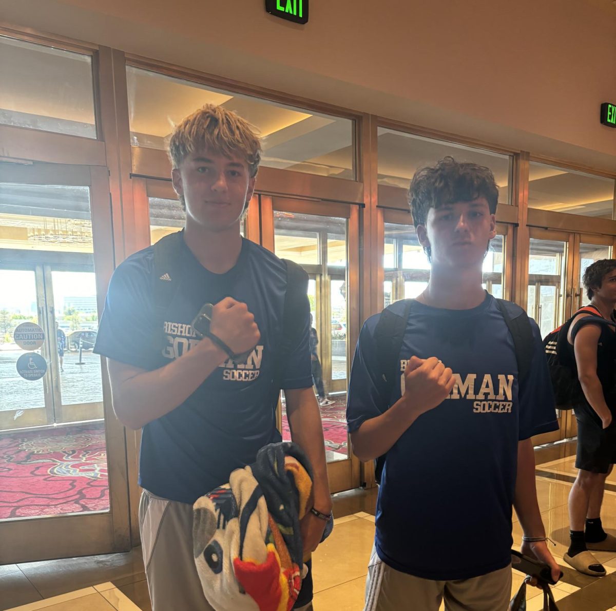 Chase Stewart 26’ and Rocco Marsen in the hotel after 8 hour car ride and practice.