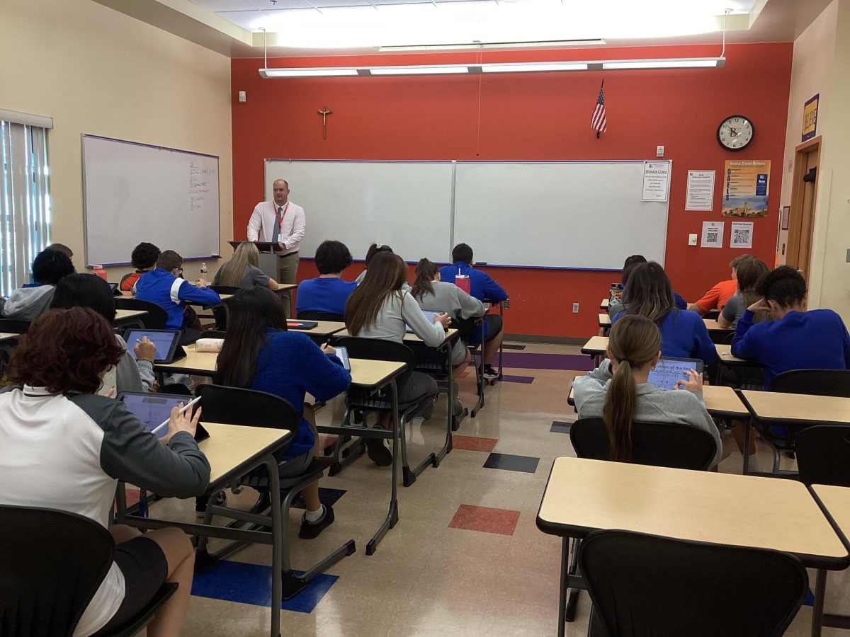 Mr. Garcia teaching a review to his second period class. 