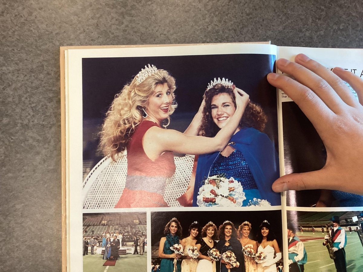 The 1984 homecoming queen being crowned in the 1984-85 yearbook.