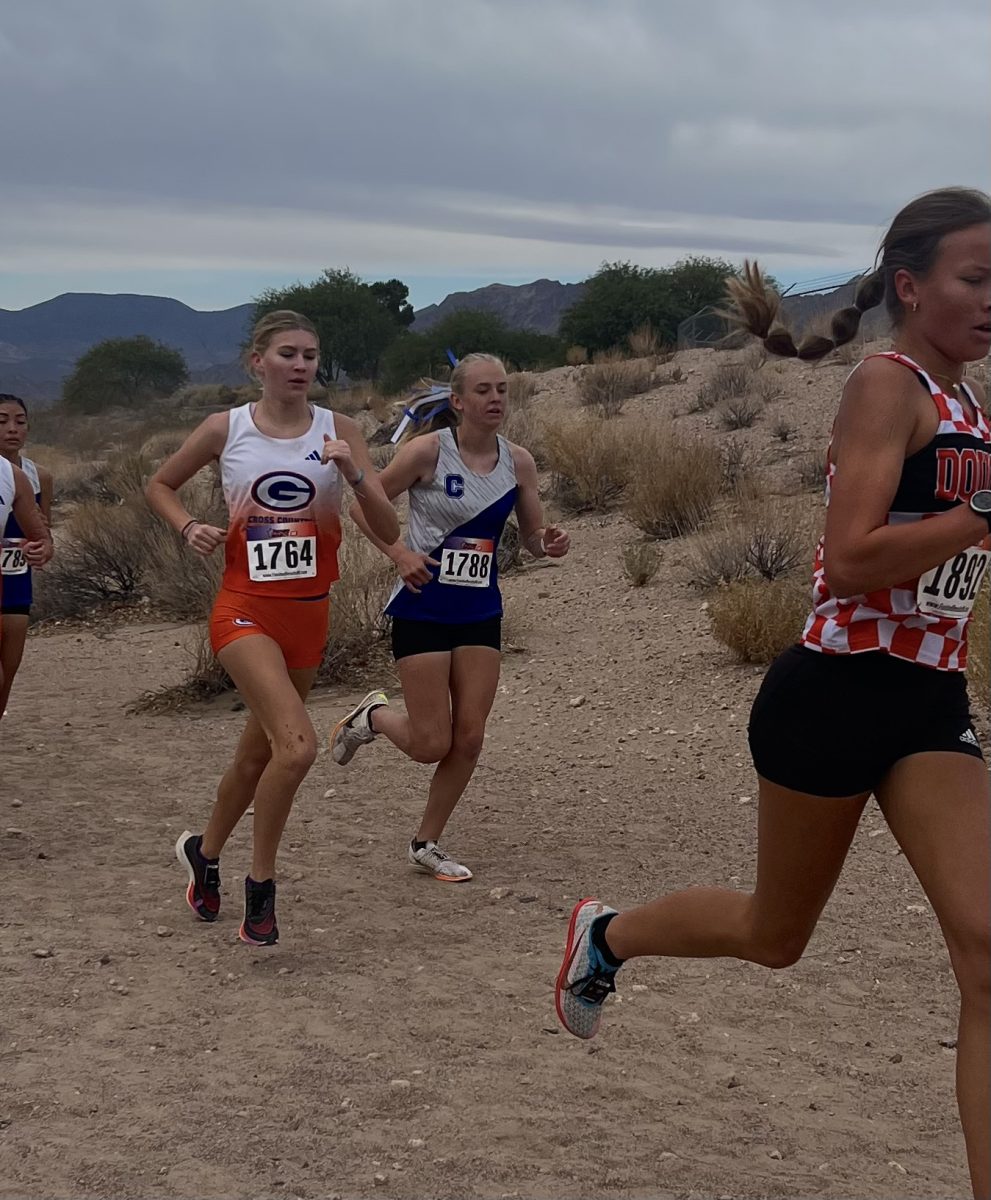 Madeline Labay ‘26 pushing through the tough terrain at the state meet course widely known as Veterans Memorial where she gives it her all knowing that this race determines the placement for the team.