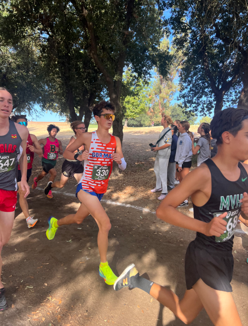 Ronin Miyake ‘26 pushing past his limits to try and score a personal record at the Clovis Invitational as he makes his way past the one mile mark.