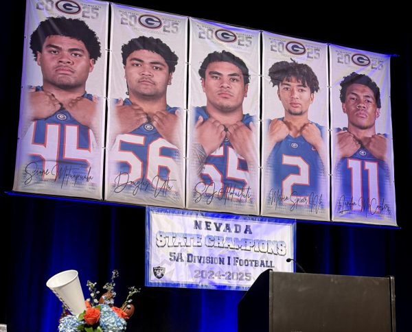 The 5 captains of the 24/25 Bishop Gorman Football team were shown on center stage at this year's end-of-season banquet. 