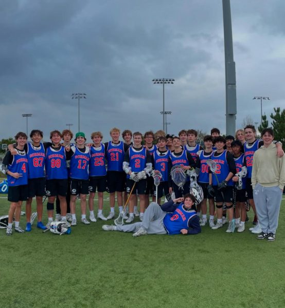 The Bishop Gorman Men's Lacrosse team post-game at the 2025 Air Station Shootout