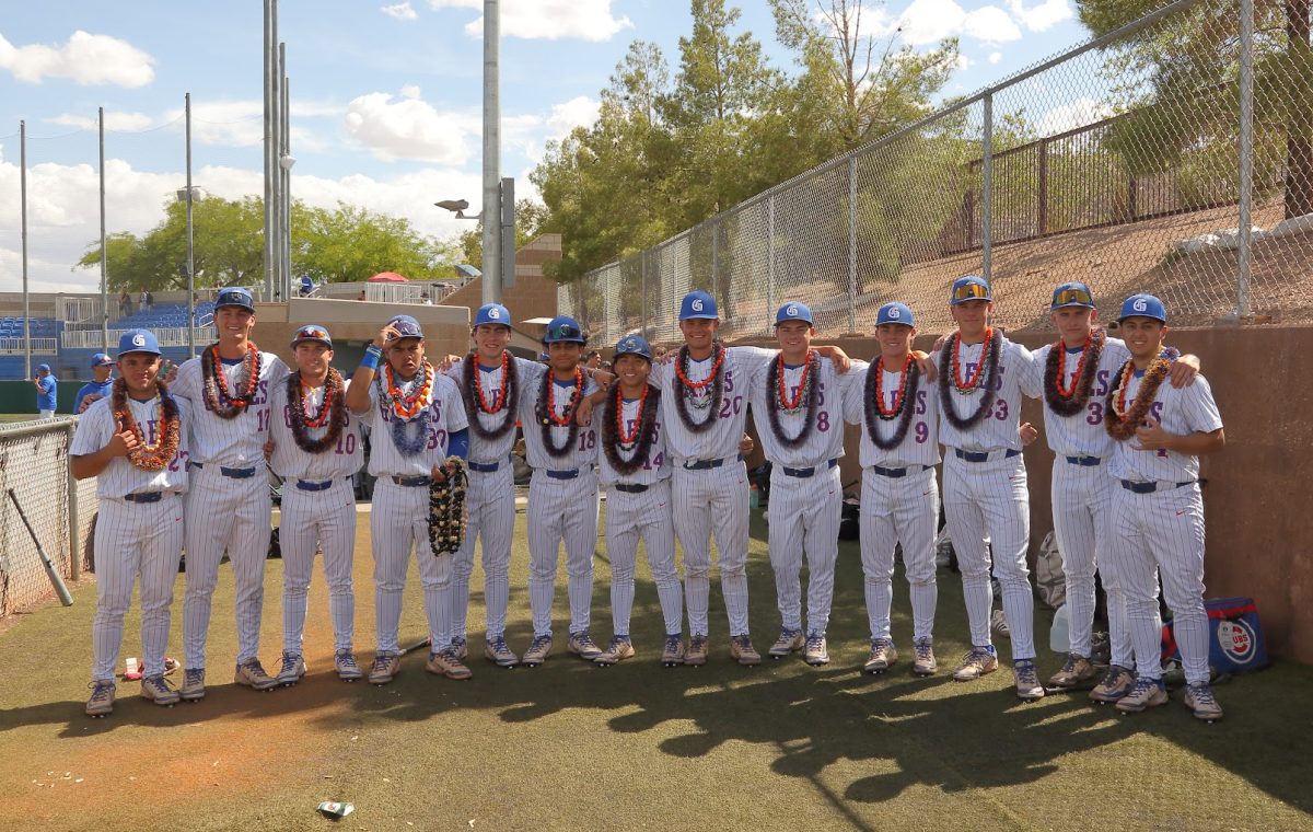 Baseball seniors lined up during senior night.