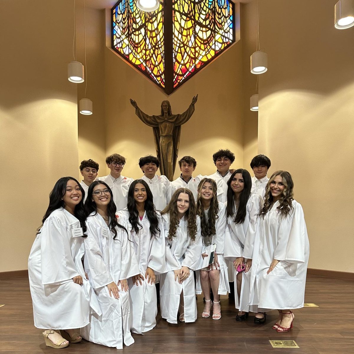 St. Viator Youth Confirmands getting ready to be confirmed. 
