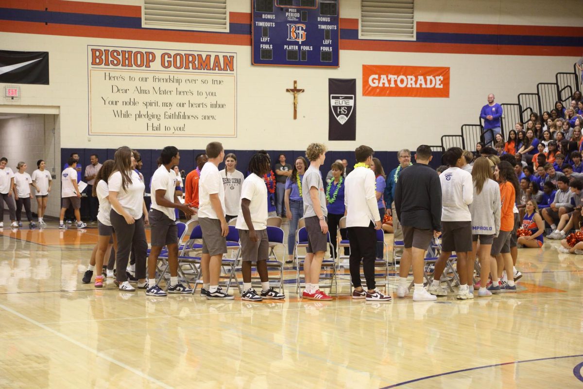 Students and teachers alike were able to get involved in the assembly through a game of musical chairs. 