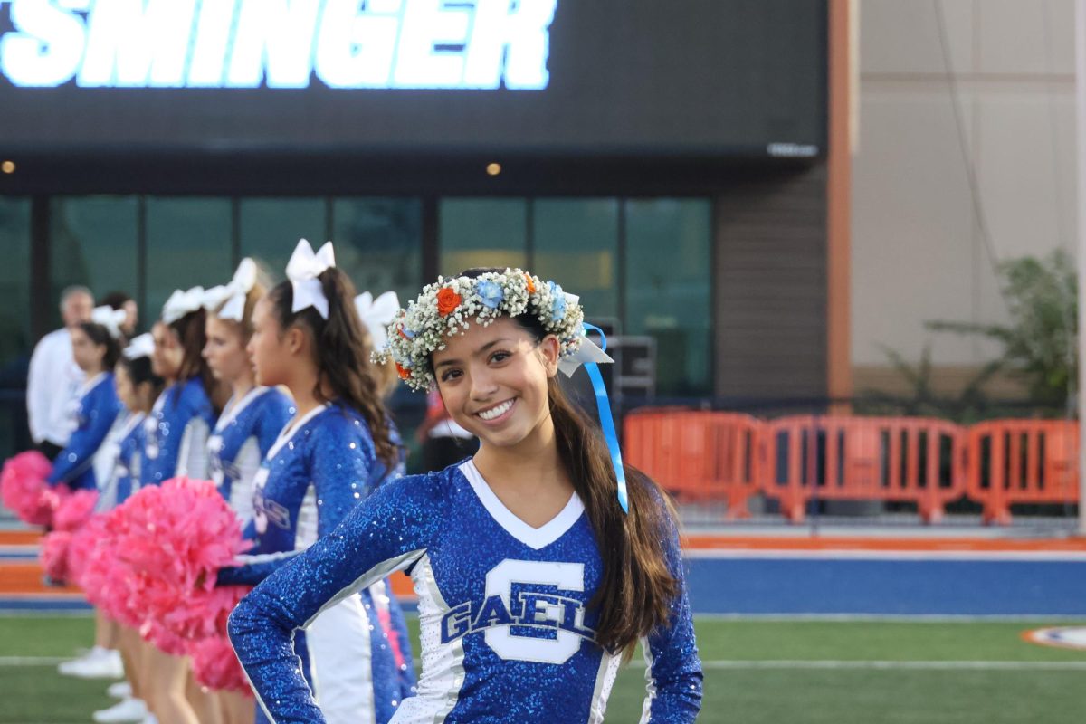 Senior Erica Kaffenberger on her senior night for Pom.
