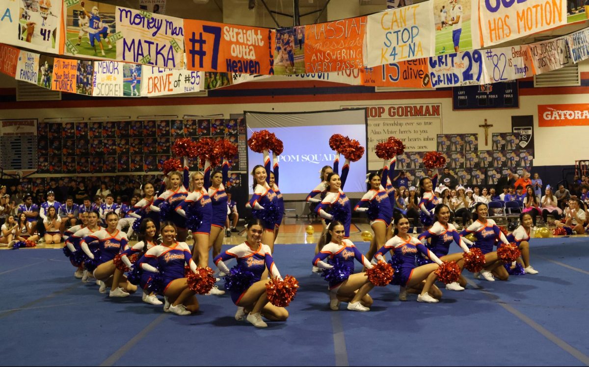 Pom preforming at the homecoming assembly. 