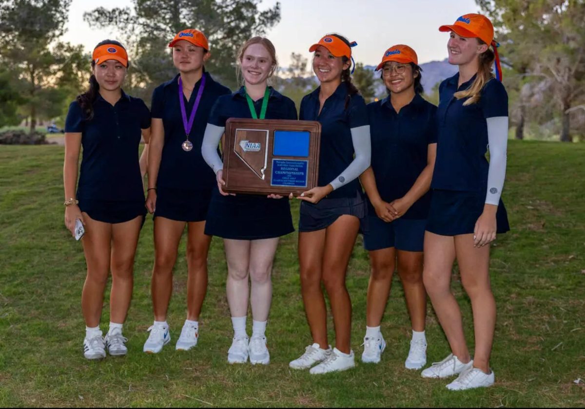 Bishop Gorman girls golf team, (pictured) winning the team award of the 5A girls golf Southern Region. 