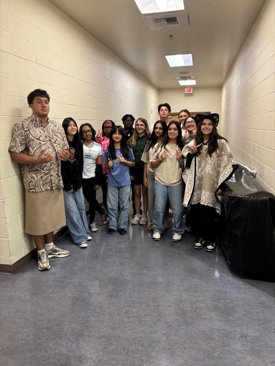 Students dressing up for the theme Its a small world during HOCO week 