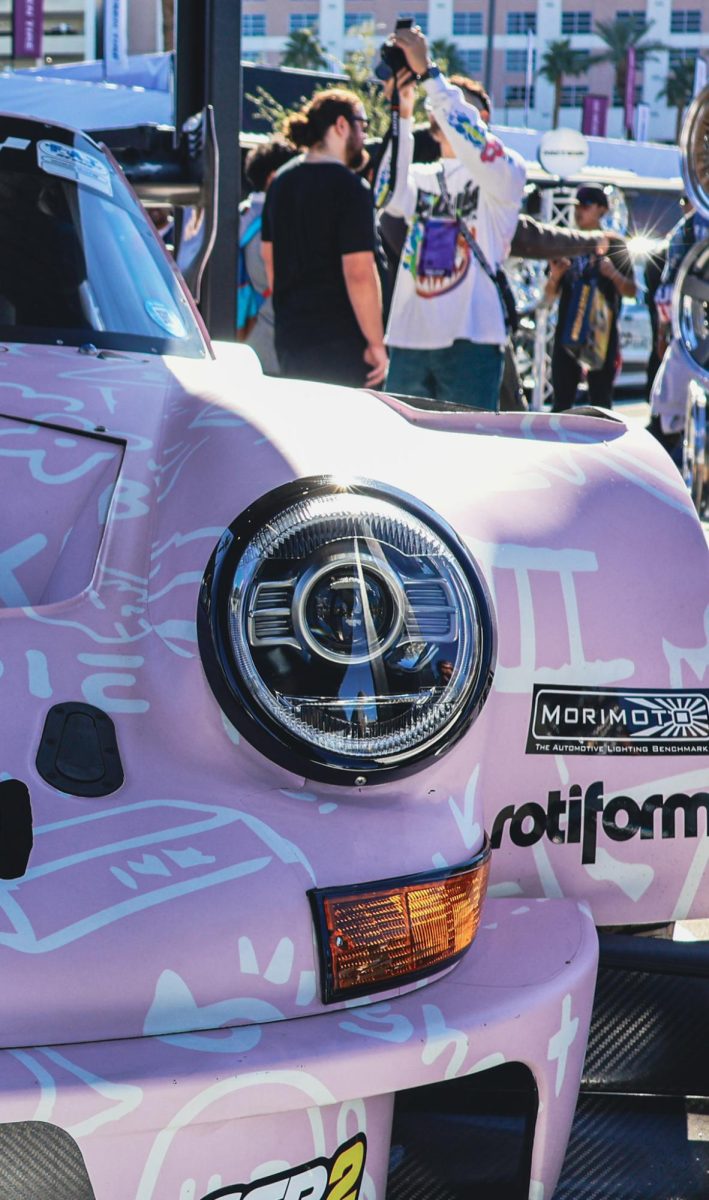 Front Headlight of a Porsche 911. This 911 is a famous car of Ken Block and was named “hoonipigasus” 
