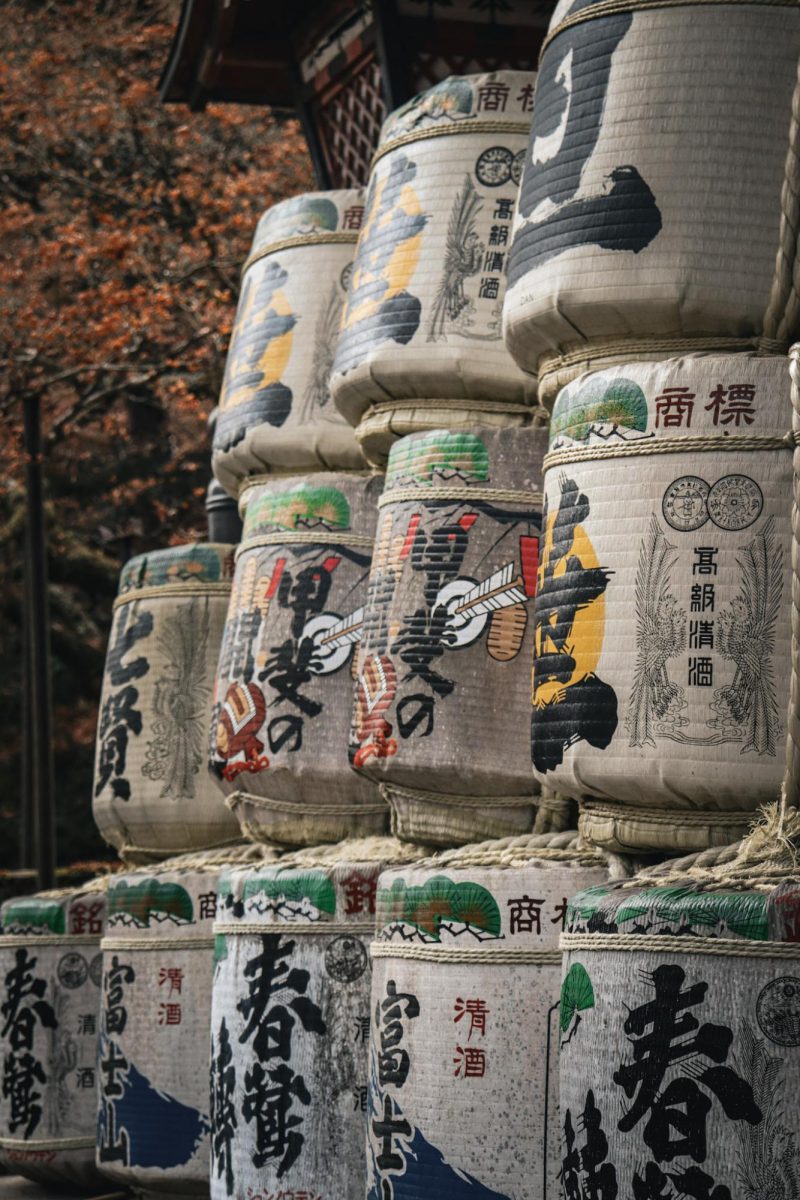 Decorative Barrels Known as kazaridaru and is a gift to the specific Deity of the shrine