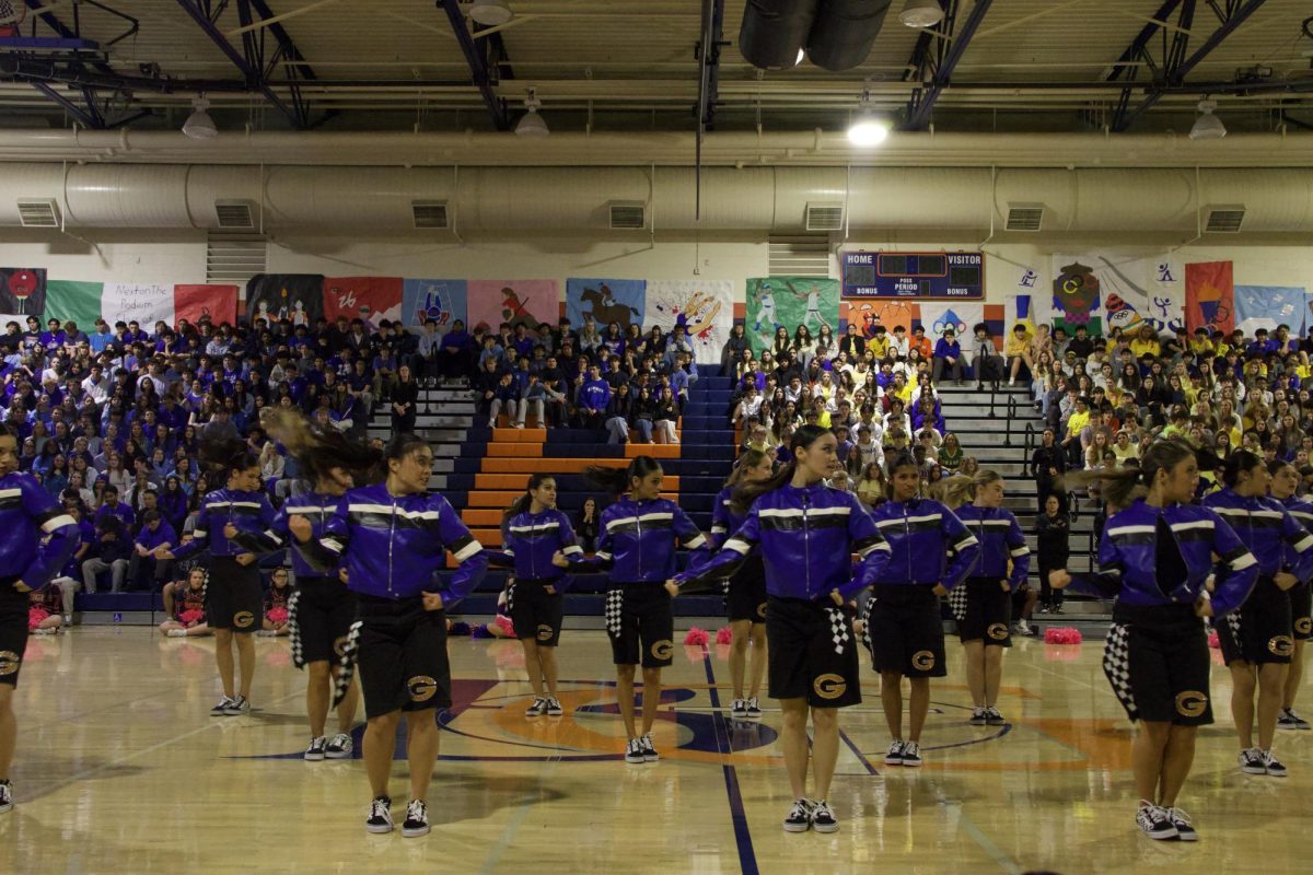 Varsity dancers performing during the pep assembly.