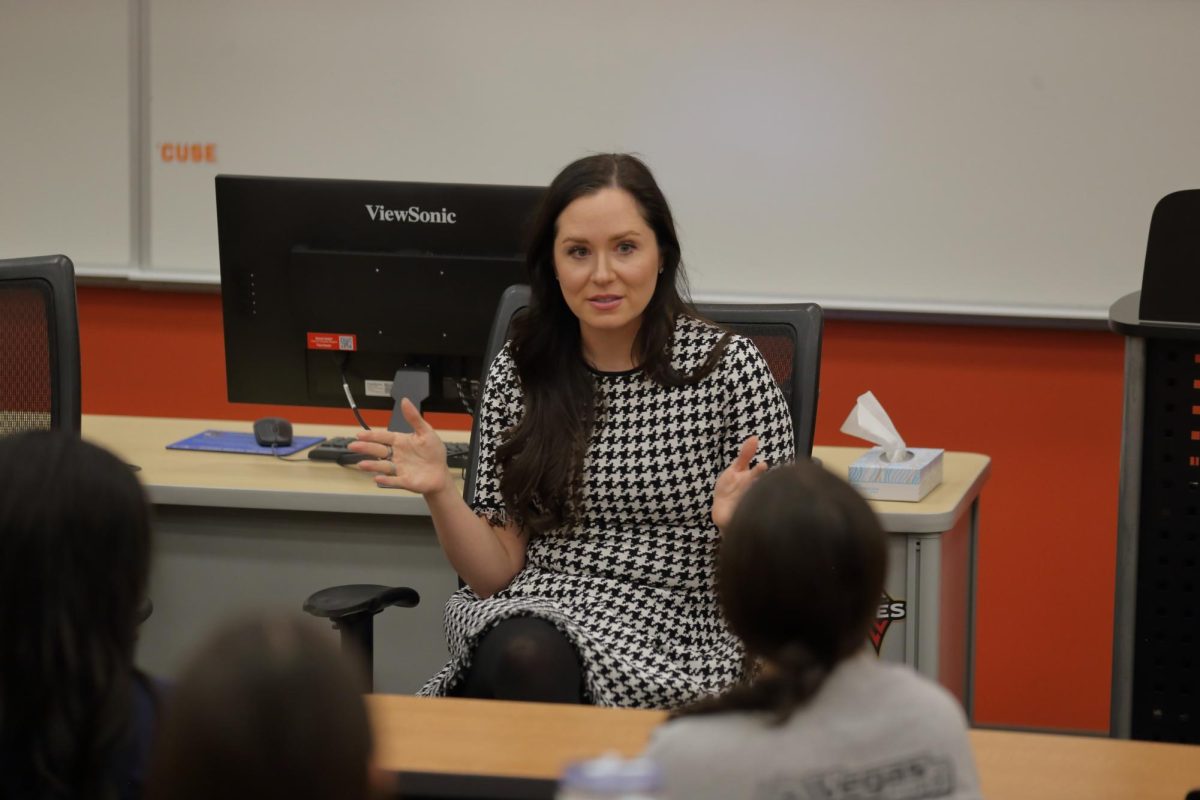 Blair Bigelow May speaks to students from Women in STEM on February 12, 2026.