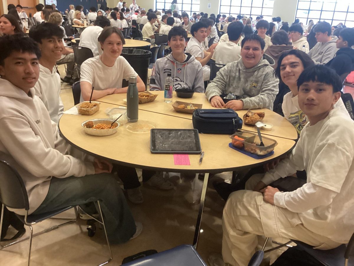Students contributing to "whiting out the G" for WhiteOut Wednesday.