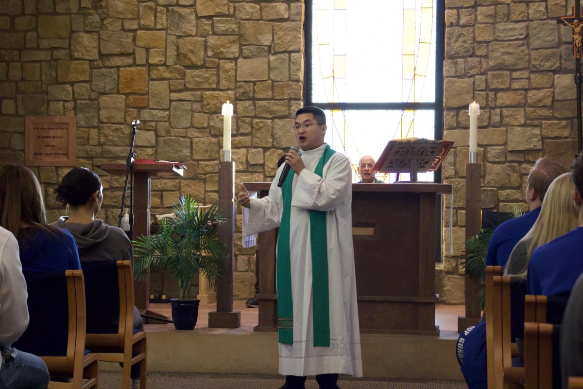 Father Jospeh at Friday morning mass. 