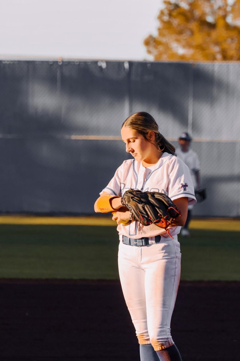 Pitcher Kennedy Tabeek '29 Getting the pitch call 