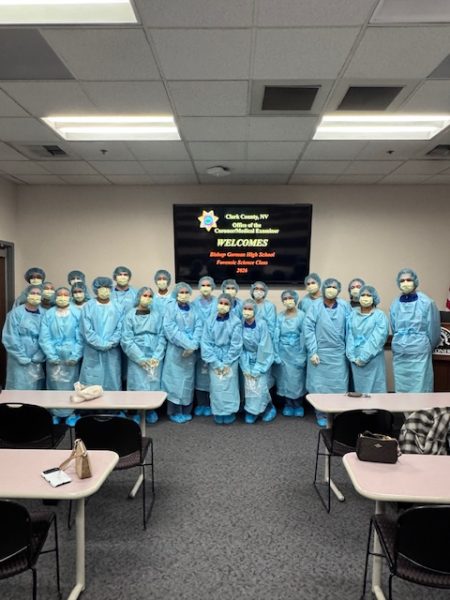 The second period class ready to take a tour of the coroner's office. 
