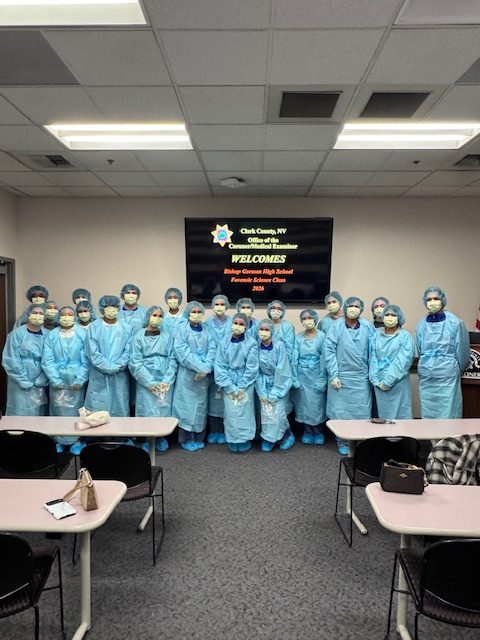 The second period class ready to take a tour of the coroner's office.