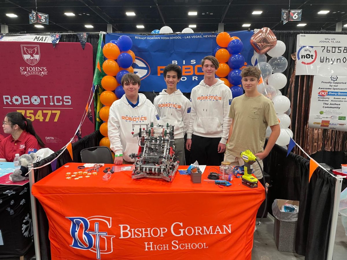 BGHS Robotics team displays their creation at Robotics Worlds convention.